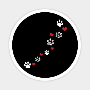 Paw prints and red hearts Magnet